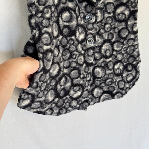 Cut Loose Black Gray White Abstract Circle Print 100% Felted Wool Vest Size S - Picture 4 of 11